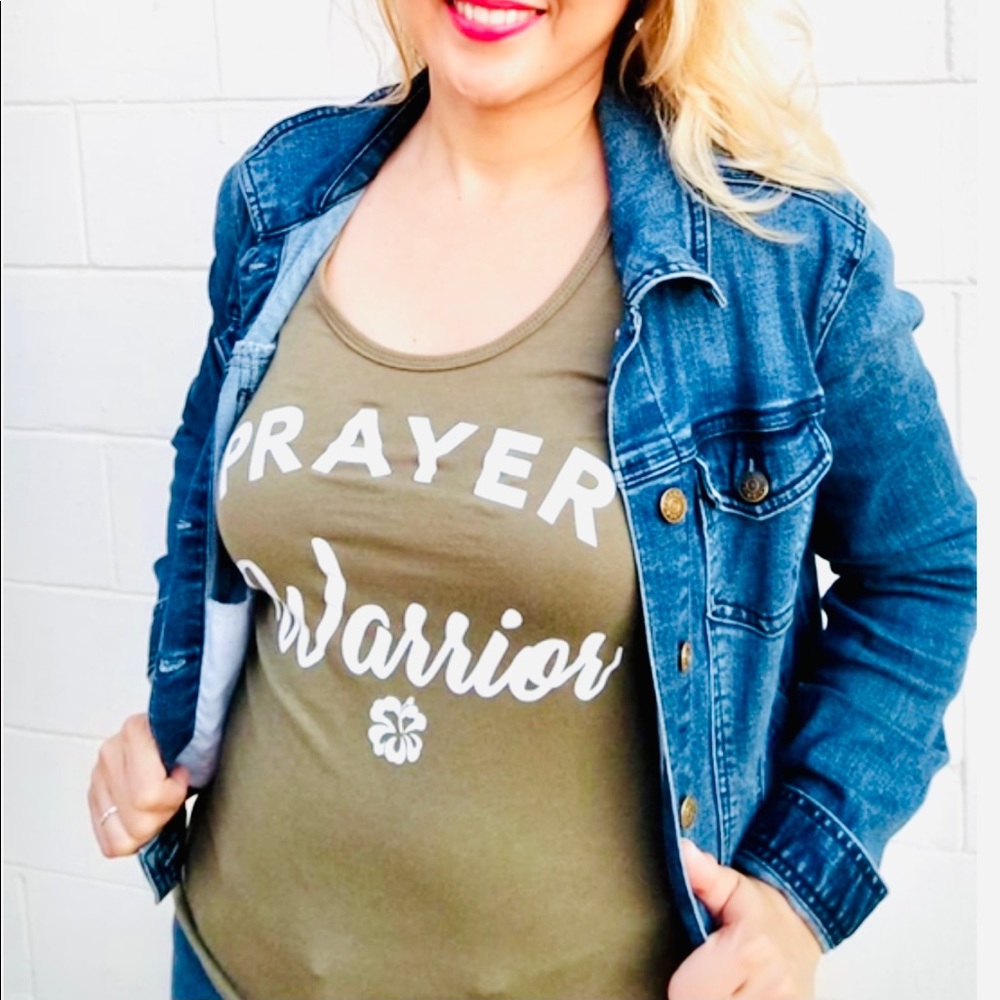 Prayer Warrior Army Green Tank Top View 3